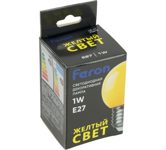 Светодиодная лампа FERON 1W 230V E27 желтый, LB-37 25879