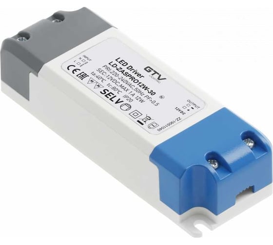 Блок питания GTV LED PRO 220V/12V/12W, IP 20, LD-ZASPRO12W-30 1