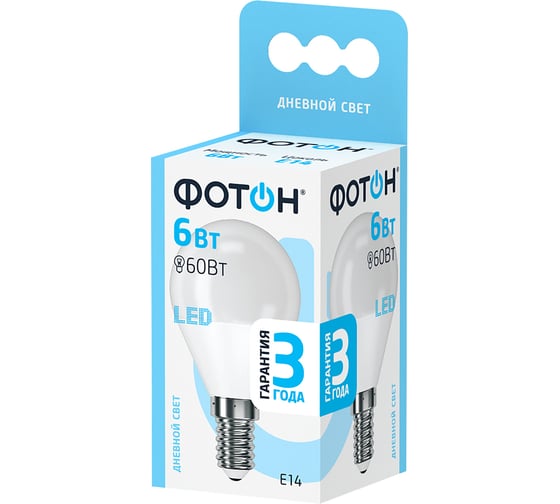 Светодиодная лампа ФОТОН LED P45 6W E14 4000K 22834