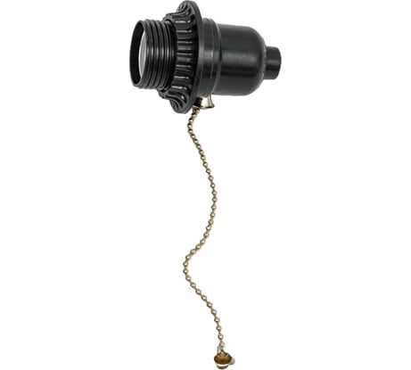 Патрон OXION E27 с вытяжным выключателем пластик черный PH-004