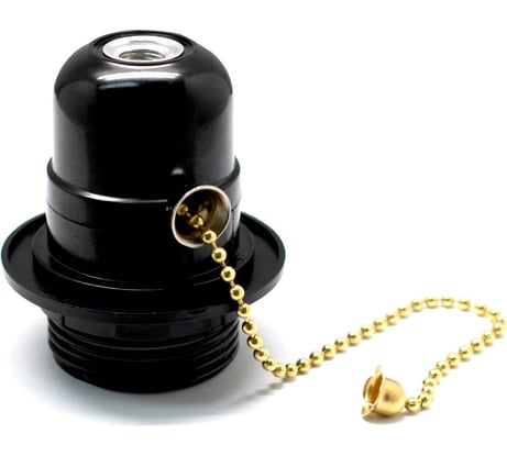 Патрон OXION E27 с вытяжным выключателем бакелит черный PH-005