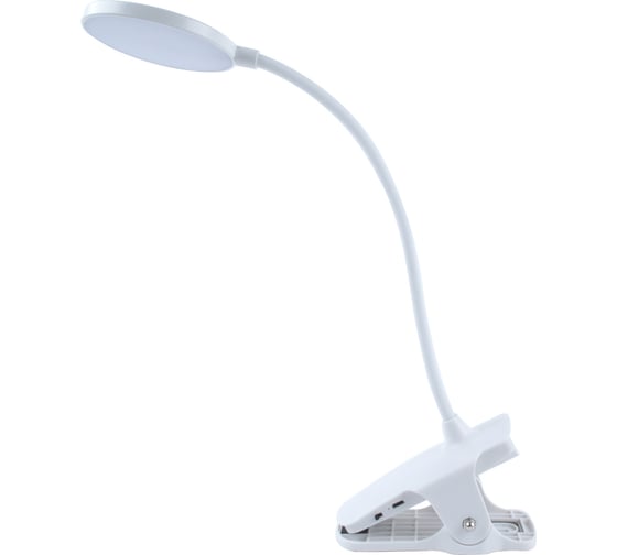 Настольный светодиодный светильник Uniel Ulm-d605 4w/3000-6000k/dim white «прищепка». сенсорный выключатель. диммер. белый. tm UL-00010742