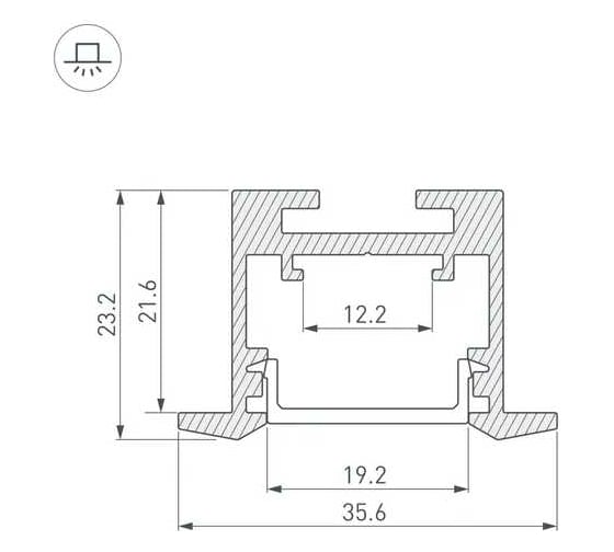 Профиль Arlight SL-LINE-3523-F-2500 BLACK 2.5 м 033738