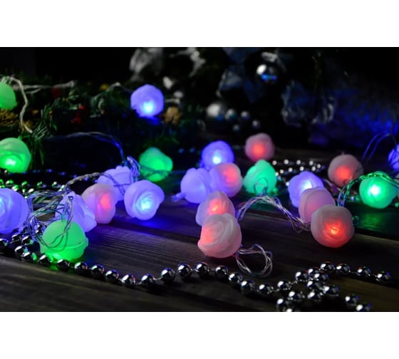 Гирлянда ТМ BIKSON 28 ламп, Розочки, LED, разноцвет, мигает, 4м артO0416-55 8\2155