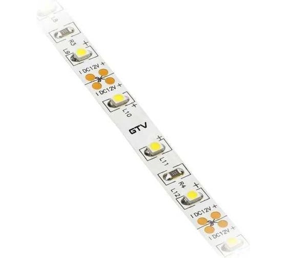 Светодиодная лента GTV 2835, 120 д/м, 10W, 12V, IP20, холодный белый, FLASH, 5 мм, открытая LD-2835-600-5MM-20-ZB