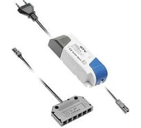 Блок питания для светодиодов GTV 220/12V 16W, IP20, 6хMINI АМР, с проводами и дистрибьютором LD-ZZAS16PROKD6