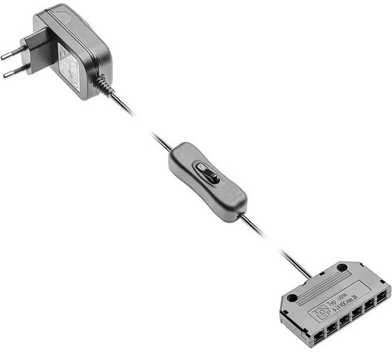 Блок питания для светодиодов GTV 220/12V 6W, IP20, с проводом, выключателем, распределителем LD-ZWND6W-10