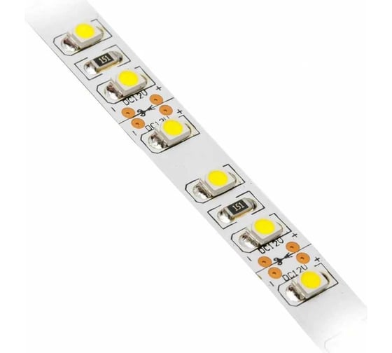 Светодиодная лента GTV 3528, 120 д/м, 9,6W, 12V, IP20, теплый белый, FLASH, 8 мм, открытая LD-3528-600-20-CB