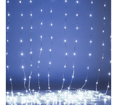 Светодиодная новогодняя гирлянда ЭРА ENIN200WD занавес, водопад, холодный белый, 3х2 м, 200 LED, IP20 Б0060417