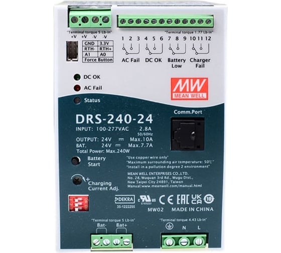 Источник питания Mean Well DRS-240-24 AC-DC для систем безопасности Т03724199