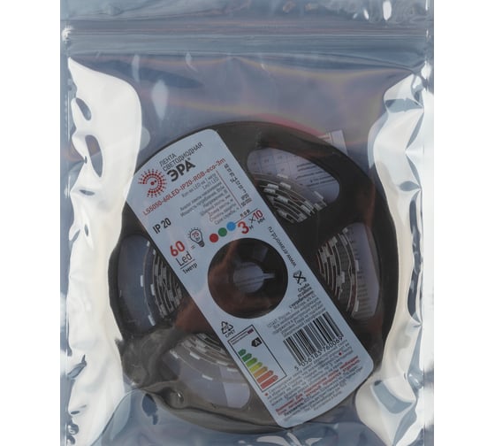 Светодиодная лента ЭРА LS5050-60LED-IP20-RGB-eco-3m Б0035605