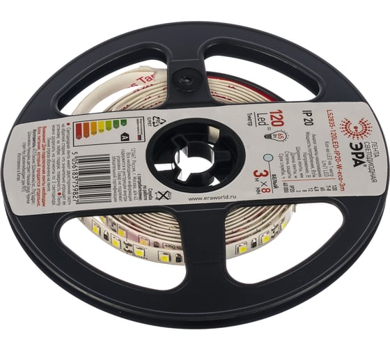 Светодиодная лента ЭРА LS2835-120LED-IP20-W-eco-3m Б0035593
