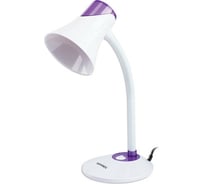 Светильник настольный SONNEN OU-607, на подставке, цоколь Е27, белый/фиолетовый, 236682