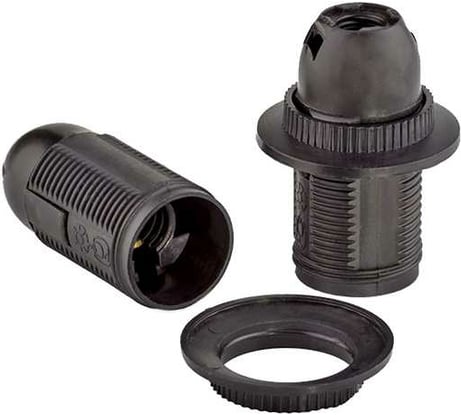 Патрон duwi E14 люстровый, с кольцом, черный 24525 4