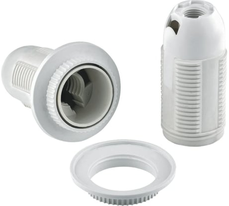 Патрон duwi E14 люстровый, с кольцом, белый 24524 7