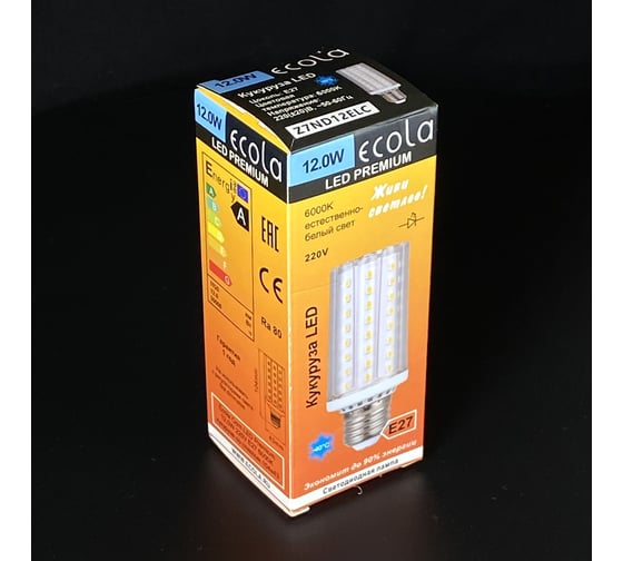 Светодиодная лампа Ecola Corn led premium 12,0w, 220v, e27, 6000k, кукуруза, со стеклом, 104x43 Z7ND12ELC