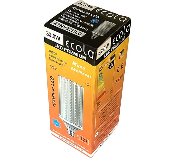 Светодиодная лампа Ecola Corn led premium 32,0w, 220v, e27, 4000k, кукуруза, со стеклом, 200x80 Z7NV32ELC