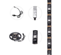 Светодиодная лента Lamper 5в, smd5050, 7,2вт/м, 30 led/м, rgb, 10мм, 3м, с usb коннектором, черная, ip20 141-2009