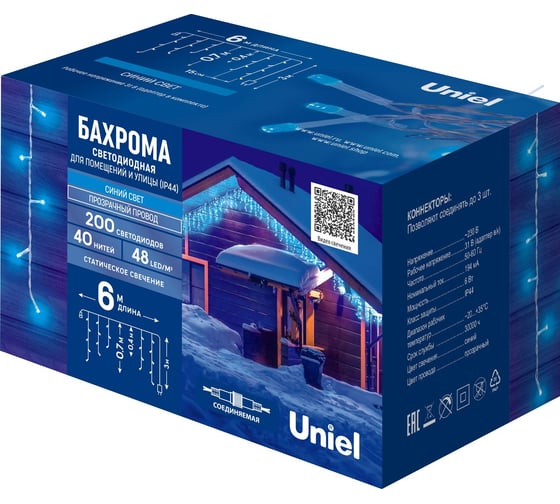 Гирлянда Uniel ULD-B6007-200/STK BLUE, IP44 UL-00010891 1