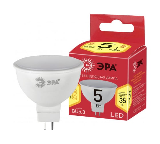 Светодиодная лампочка ЭРА RED LINE ECO LED MR165W827GU5.3 GU5.3 5Вт софит теплый белый свет Б0019060