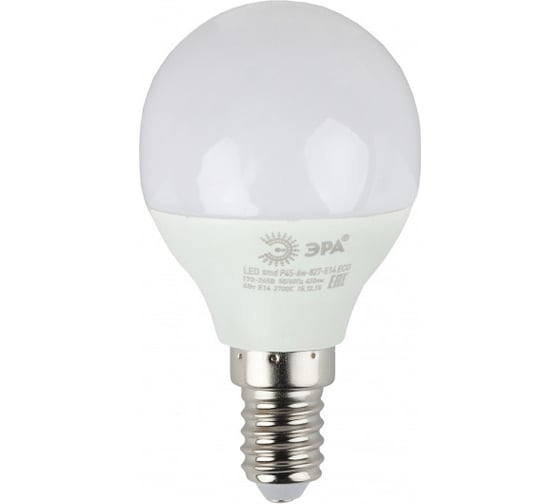 Светодиодная лампочка ЭРА RED LINE ECO LED P456W840E14 E14 / Е14 6Вт шар нейтральный белый свет Б0019077 1