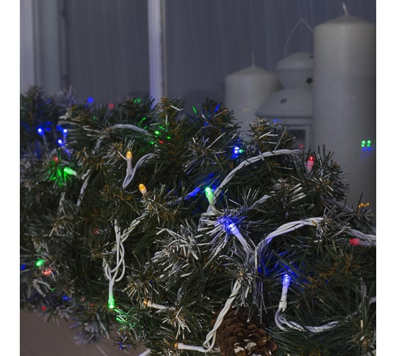 Электрогирлянда нить ООО Комус 20 м, ip44, 200 led, мульти, 8 реж, 220 в 3584143 1499587