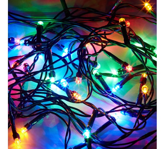 Электрогирлянда ООО Комус 50 led многоцветная, зеленый кабель, 3.95м 2.45м + 1.5м е96343 1499556