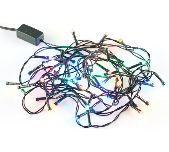 Электрогирлянда ООО Комус 50 led многоцветная, зеленый кабель, 3.95м 2.45м + 1.5м е96343 1499556
