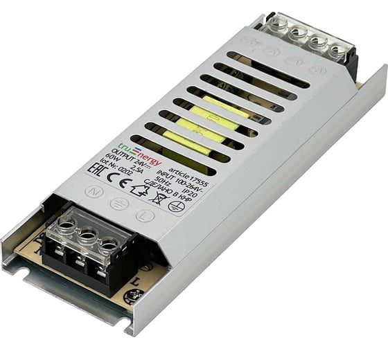 Блок питания для светодиодной ленты truEnergy 24V 60W IP20 алюминий 150x53x22мм 17563 1