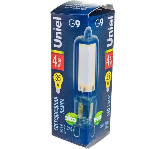 Светодиодная лампа Uniel прозрачная LED-JCD-4W/WW/G9/CL GLZ01TR UL-00001815