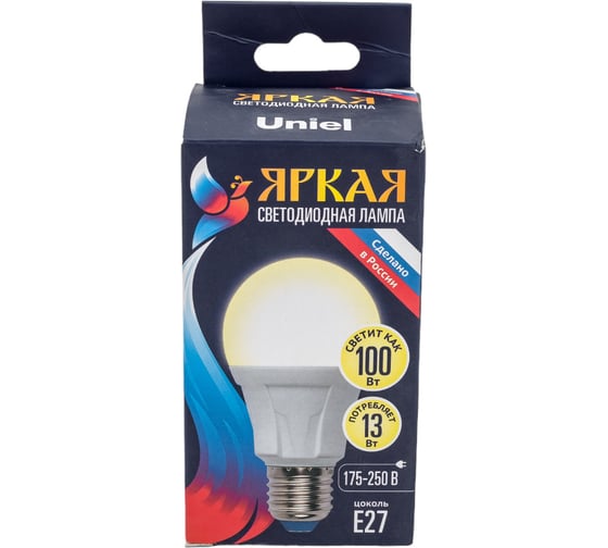 Светодиодная лампа Uniel Форма А, матовая LED-A60 13W/3000K/E27/FR PLP01WH UL-00005030