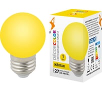 Декоративная светодиодная лампа Volpe LED-G45-1W/YELLOW/E27/FR/С UL-00005649