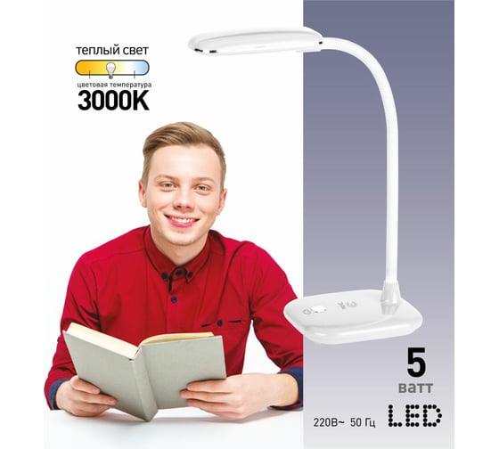 Настольный светильник ЭРА NLED-450-5W-W белый Б0018825