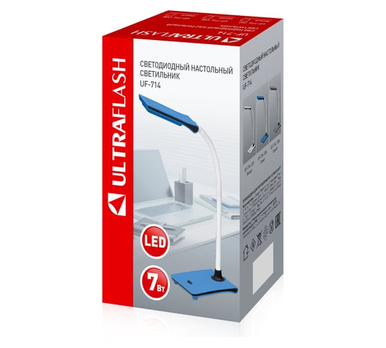 Настольный светильник Ultraflash UF-714 C06 синий Led 7Вт 13783