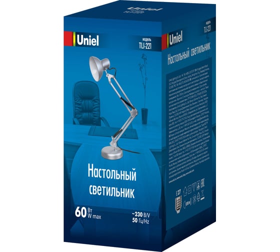 Настольный светильник Uniel tli-221 silver e27 UL-00011102