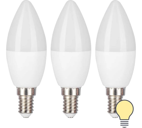 Лампа Gauss Basic Свеча 5,5W 400lm 3000K E14 (3 лампы в упаковке) LED 1/40 1033116K