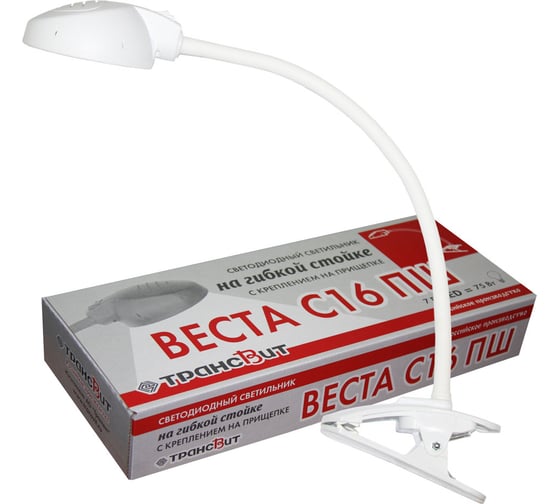 Настольный светильник Трансвит Веста С16 ПШ ПДБ54-6-006 7Вт 220В LED (белый) 4650066340778 УТ-00025106