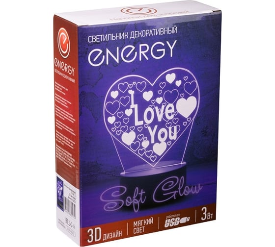Декоративный светильник ENERGY en-nl 23 3d сердце с надписью i love you 106254