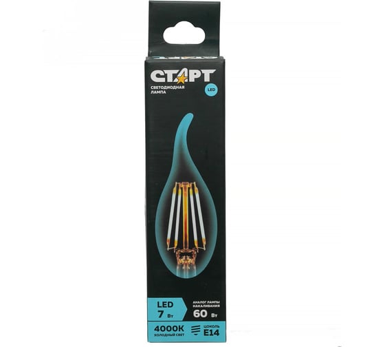 Светодиодная филаментная лампа  в колбе свеча витая СТАРТ LED F-FlameE14 7W40