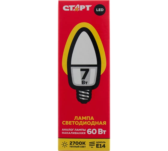 Светодиодная лампа (в колбе лон) СТАРТ ECO LEDCandleE14 7W 30 FP