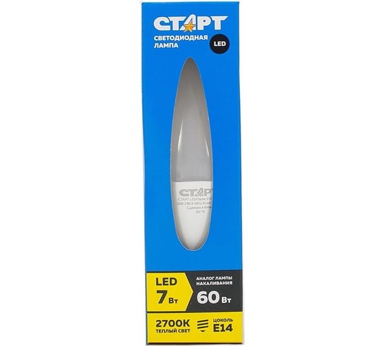 Светодиодная лампа в колбе свеча витая СТАРТ ECO LEDFlameE14 7W 30