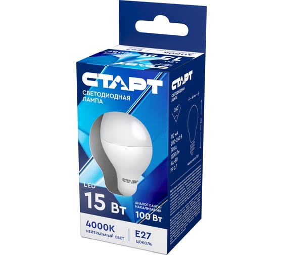 Светодиодная лампа в колбе лон СТАРТ ECO LEDGLSE27 15W 40