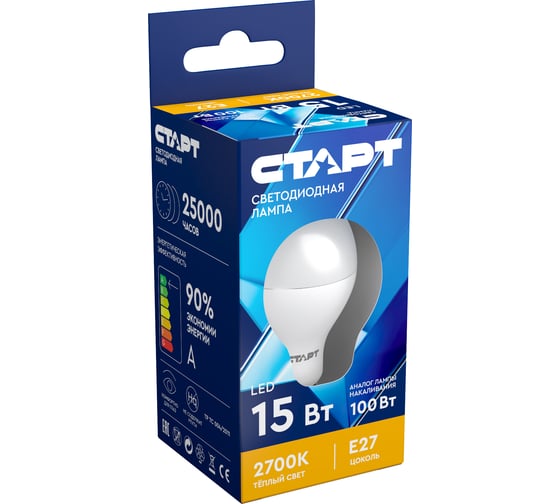 Светодиодная лампа в колбе лон СТАРТ ECO LEDGLSE27 15W 30