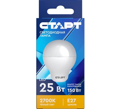 Светодиодная лампа в колбе лон СТАРТ ECO LEDGLSE27 25W 27