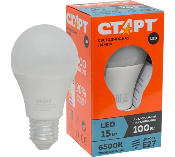 Светодиодная лампа (в колбе лон) СТАРТ ECO LEDGLSE27 15W 65