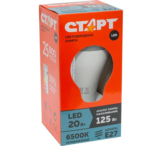 Светодиодная лампа (в колбе лон) СТАРТ ECO LEDGLSE27 20W 65