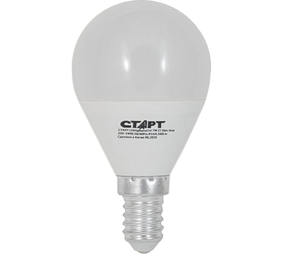 Светодиодная диммируемая лампа СТАРТ в колбе шар LEDSphereE14 7W27 Dim Step