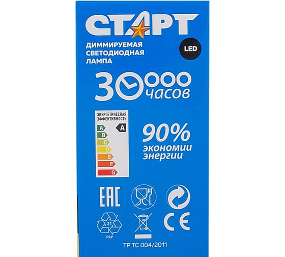 Светодиодная диммируемая лампа СТАРТ в колбе шар LEDSphereE27 7W27 Dim Step