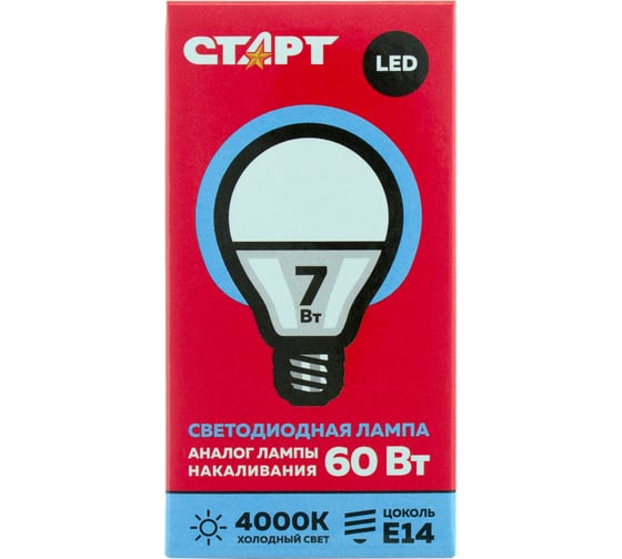 Светодиодная лампа (в колбе лон) СТАРТ ECO LEDSphereE14 7W 40 FP