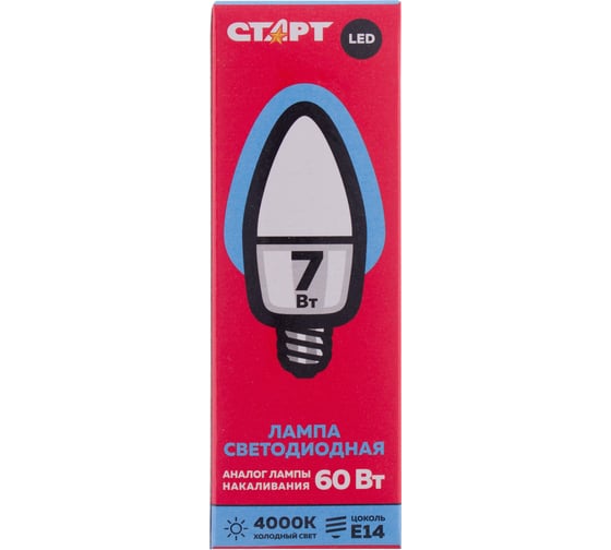 Светодиодная лампа (в колбе лон) СТАРТ ECO LEDCandleE14 7W 40 FP